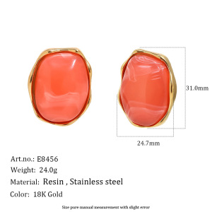 Boucles D'Oreilles Puces En Résine De Forme Elliptique Pour Femmes h5