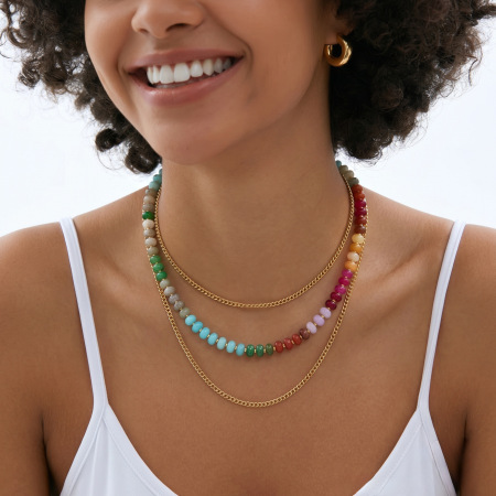 Colliers de perles simples et colorés en pierres naturelles pour femmes 2