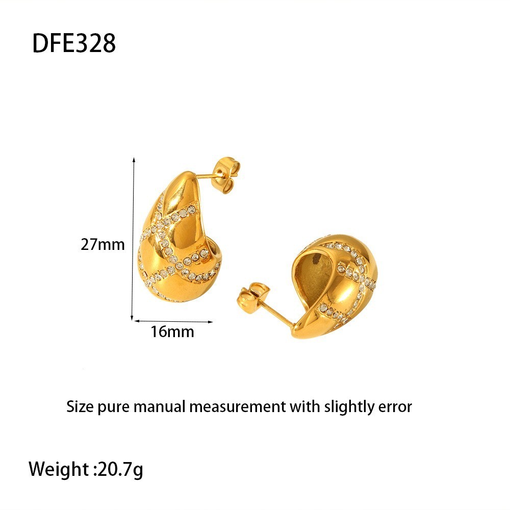 Boucles D'Oreilles Puces Pour Femmes, Style Simple Et Luxueux, En Acier Inoxydable, Imperméables, Couleur Or, Avec Nœud Papillon Et Zircon. 