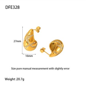 Boucles D'Oreilles Puces Pour Femmes, Style Simple Et Luxueux, En Acier Inoxydable, Imperméables, Couleur Or, Avec Nœud Papillon Et Zircon. h5 