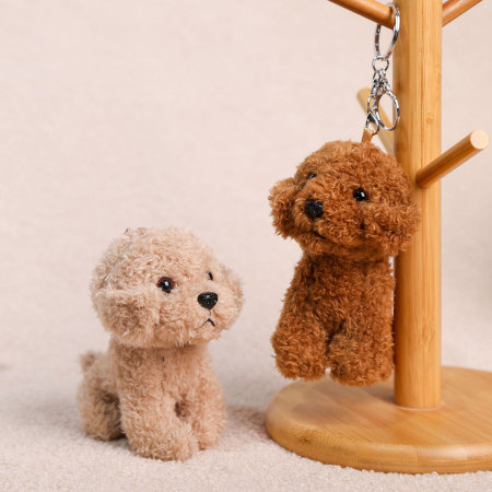 Porte-clés en tissu uni, motif animal mignon (chien en peluche), collection Simple Series