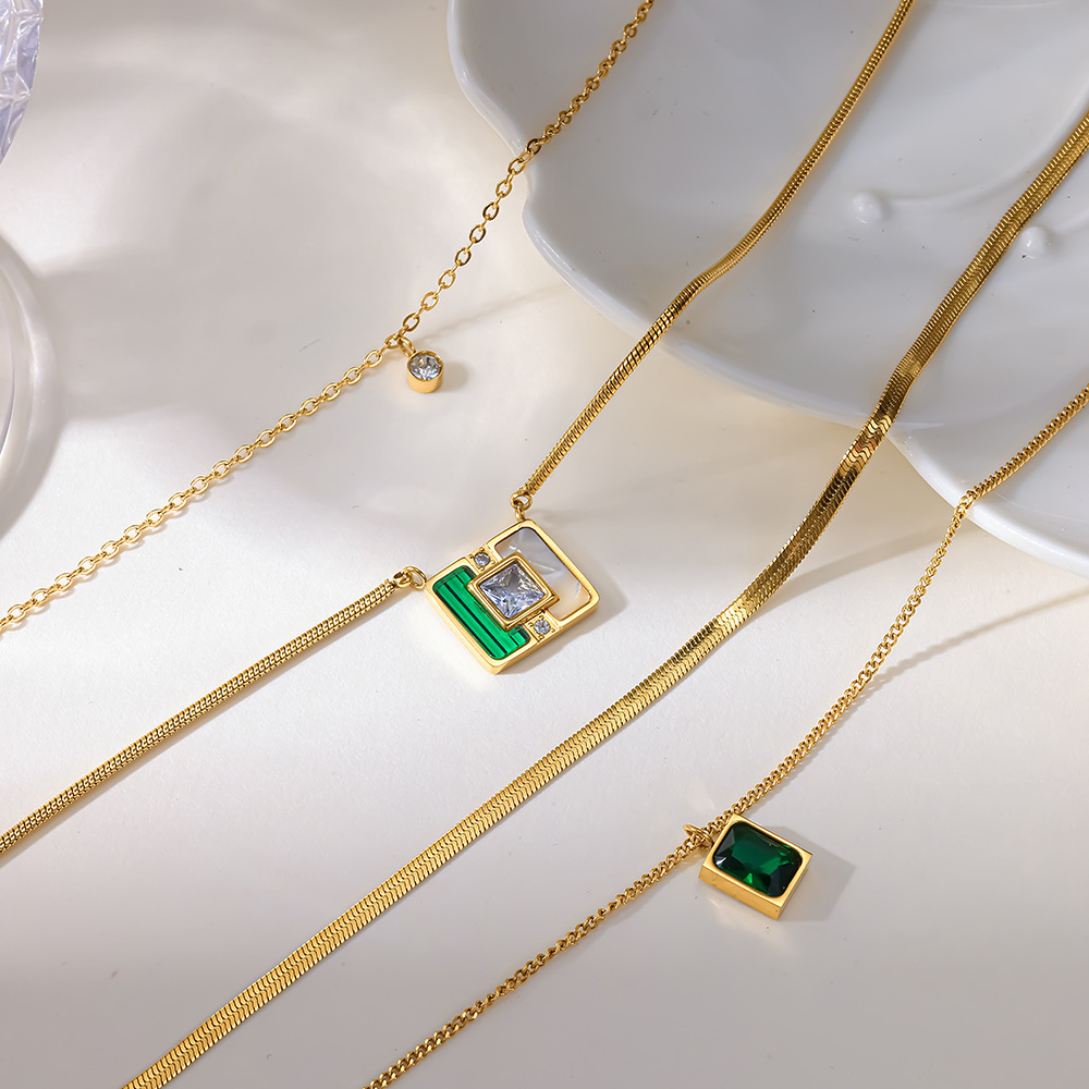 Colliers Pendentifs Pour Femmes En Acier Inoxydable Étanche, Couleur Or, Avec Zircon Image3