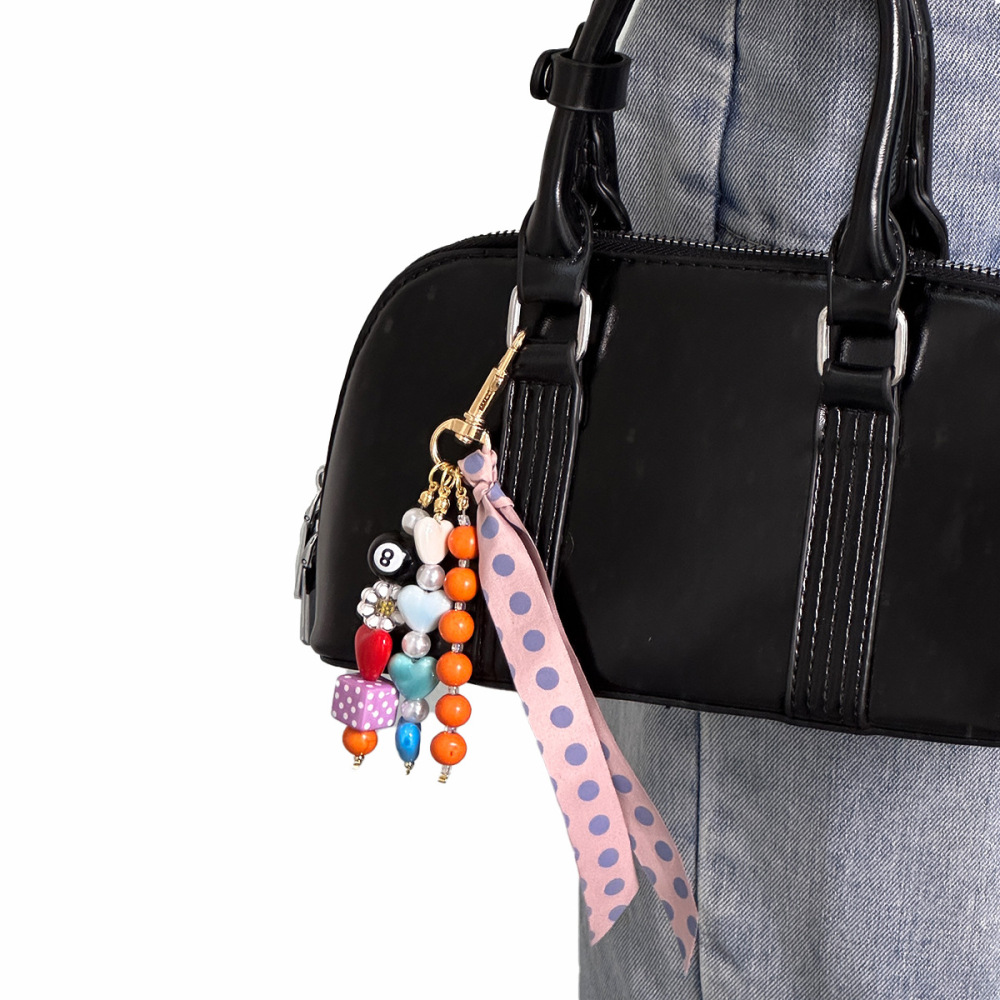 Breloques De Sac En Alliage De Couleurs Assorties, Style Décontracté, Avec Pompons, Pois Et Cœurs. Image2
