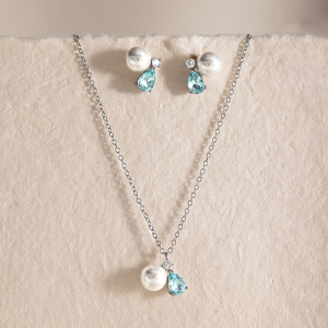 Ensembles De Colliers Pour Femmes En Acier Inoxydable Imperméable, Couleur Or, Ornés De Perles Et De Zircon. h5 Image2