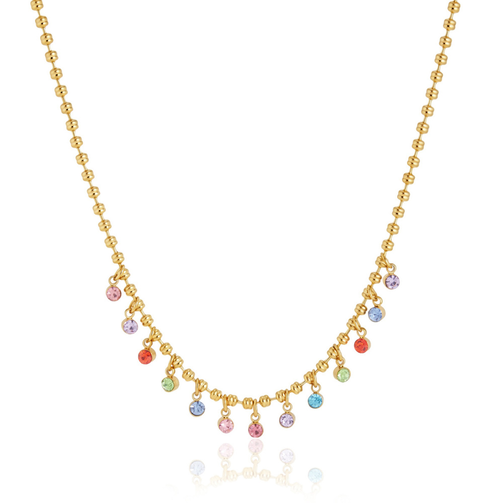 Colliers Pendentifs Pour Femmes En Acier Inoxydable Étanche, Couleur Or, Avec Zircon Image4