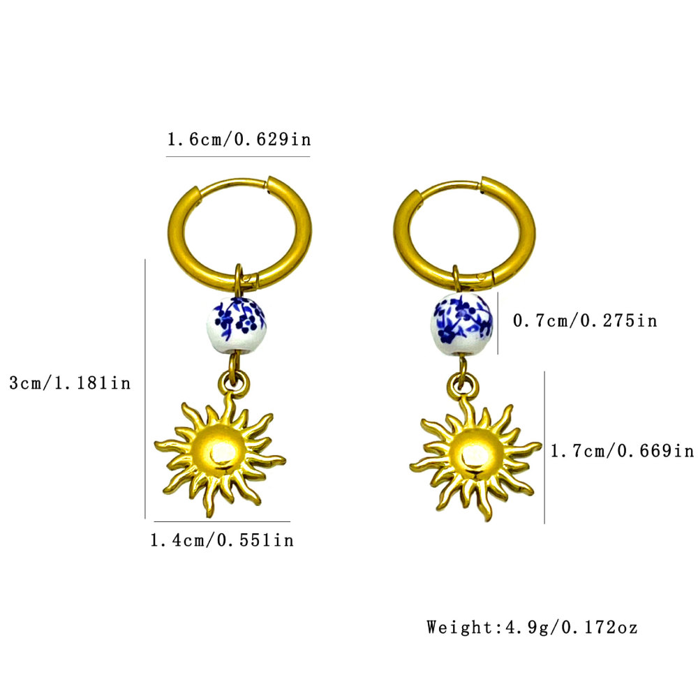 Boucles D'Oreilles Pendantes Pour Femme, Style Océanique, En Acier Inoxydable Étanche, Couleur Or, Collection Ethnique Image3