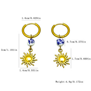 Boucles D'Oreilles Pendantes Pour Femme, Style Océanique, En Acier Inoxydable Étanche, Couleur Or, Collection Ethnique h5 Image3