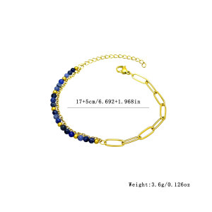 Bracelets De Perles Pour Femmes En Acier Inoxydable, Imperméables, Couleur Or, Ornés De Pierres Naturelles h5 Image4