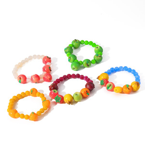 Bracelets En Acrylique Sweet Daily Strawberry Pour Femmes, Sans Placage, Ornés De Perles. h5 Image5