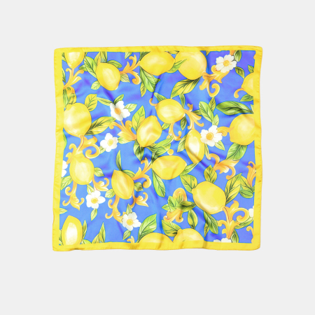 Écharpes d'été en polyester à motif citron et feuilles multicolores, collection Simple Series Natural Fruit, motif feuilles et citron.