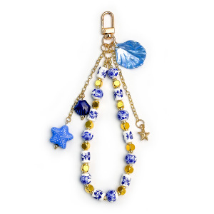 Série Simple De Perles De Vacances Style Océanique, Chaîne De Couleurs Mélangées, Coquillage, Étoile De Mer, Breloques De Sac En Cristal h5