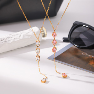 Colliers Pendentifs Pour Femmes, Collection Simple Series Daily Chain Circle, En Acier Inoxydable Étanche, Couleur Or Et Zircon. h5 Image5