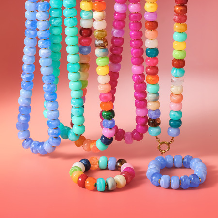 Colliers de perles bohèmes simples, forme géométrique, acrylique, couleur or, pour femmes