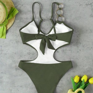Maillot De Bain Une Pièce En Polyamide, Simple Et Sophistiqué, Uni Et Ajouré. h5 Image3