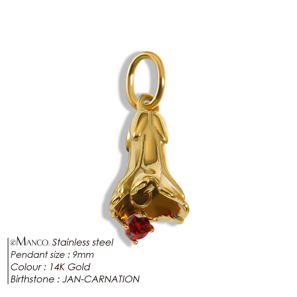 Pendentif Romantique À Faire Soi-Même En Forme De Fleur Irrégulière, En Acier Inoxydable Étanche Couleur Or, Orné De Zircon Et De Moissanite.
