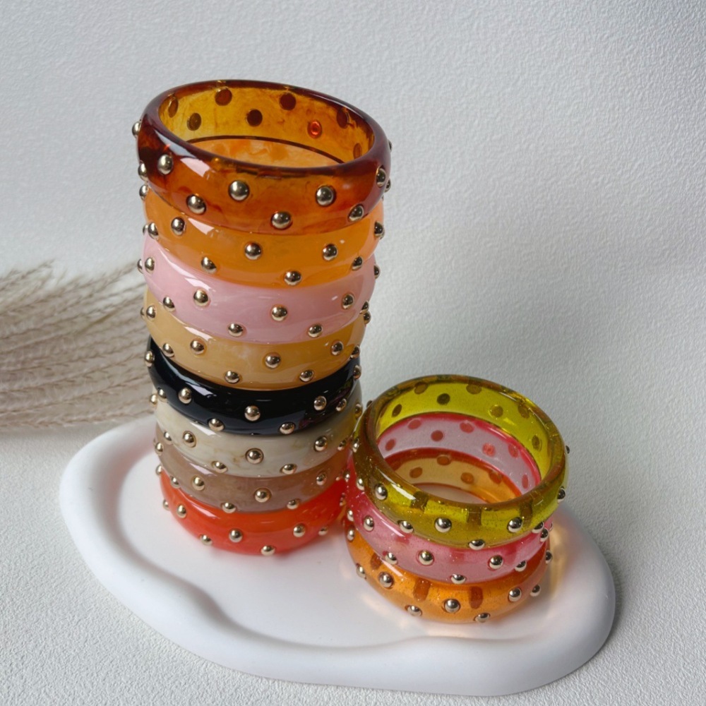 Bracelets Pour Femmes En Résine À Rivets Et Dégradé De Couleurs Punk h5Image2