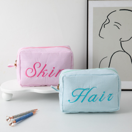 Trousses de maquillage Simple Series Sweet Letter en polyester à rayures unies 2