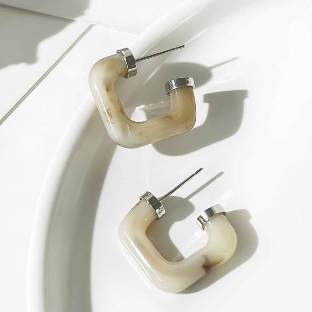 Boucles D'Oreilles Puces Pour Femmes En Acier Inoxydable, Forme Géométrique, Dégradé De Couleurs, Collection Simple Series Image3