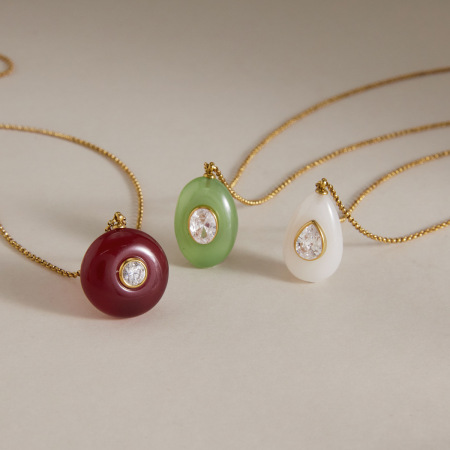 Colliers pendentifs pour femmes en résine couleur or avec zircon, collection Simple Droplet