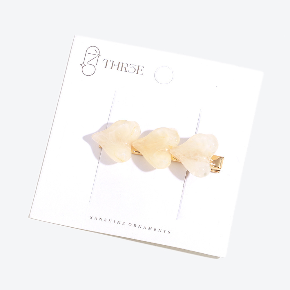 Pinces À Cheveux En Résine, Style Rétro, En Forme De Cœur, Couleur Unie Dégradée, Collection Romantique 