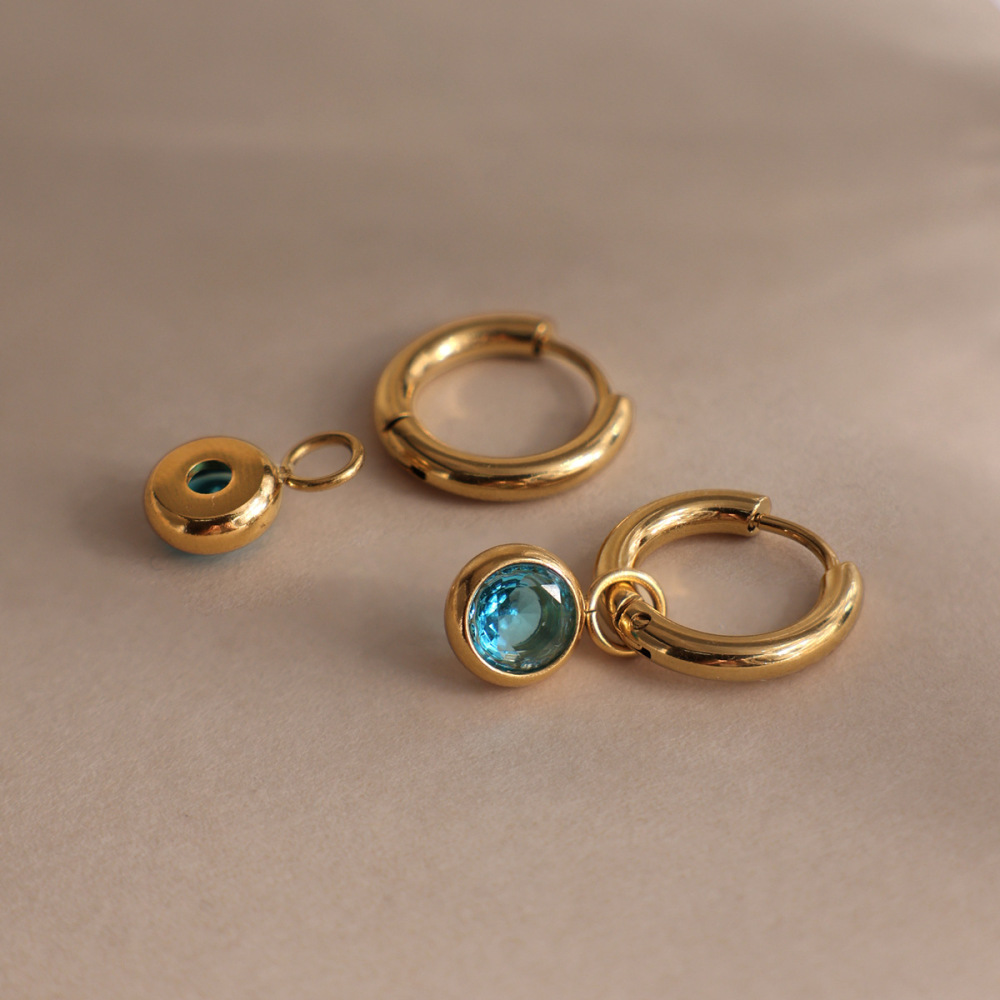 Boucles D'Oreilles Pendantes Pour Femmes En Acier Inoxydable Étanche, Couleur Or, Avec Zircon. Image3