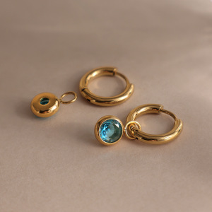 Boucles D'Oreilles Pendantes Pour Femmes En Acier Inoxydable Étanche, Couleur Or, Avec Zircon. h5 Image3