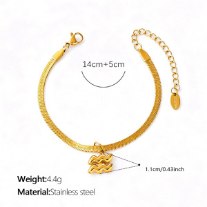 Bracelets À Breloques Simple Series Daily Constellation Pour Femmes, En Acier Inoxydable Étanche, Couleur Or h5 