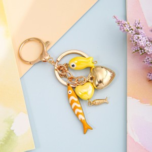 Porte-Clés En Acier Inoxydable Style Océanique Décontracté Avec Motif De Poisson Et Cœur, Collection Ethnique h5 Image2