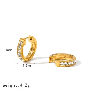 Boucles D'Oreilles Créoles Pour Femmes, En Acier Inoxydable Étanche, Couleur Or, Ornées De Strass, De La Collection Simple Series h5