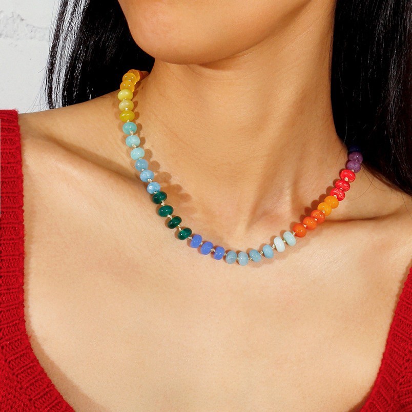 Colliers De Perles Colorées En Pierres Naturelles Pour Femmes Image4