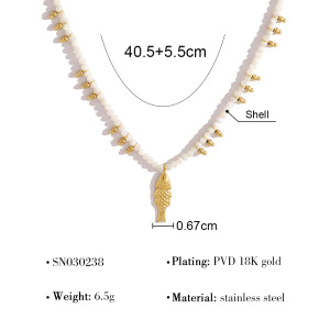 Colliers De Perles Pour Femmes, Style Océanique, Avec Poissons, Pierres Naturelles Et Couleur Or h5 