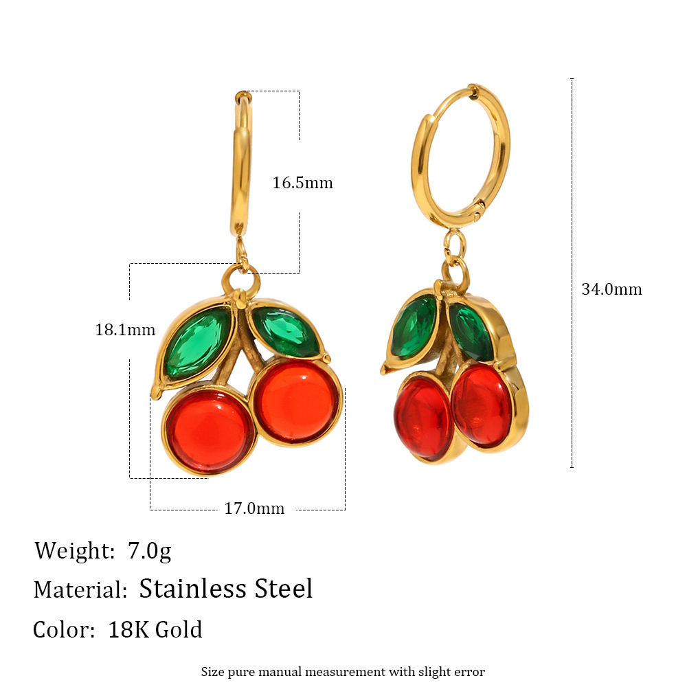 Ensembles De Bijoux Pour Femmes En Acier Inoxydable Doré, Étanches, De La Collection Romantic Series Sweet Cherry 