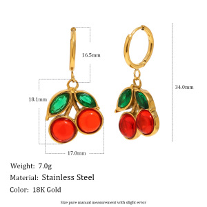 Ensembles De Bijoux Pour Femmes En Acier Inoxydable Doré, Étanches, De La Collection Romantic Series Sweet Cherry h5 