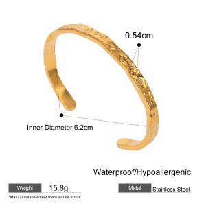 Bracelet Chaîne Femme Simple Series Daily Snake Hammer Pattern En Acier Inoxydable Étanche Couleur Or h5