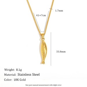 Colliers Pendentifs Pour Femmes, Collection Luxe, Motif Poisson, En Acier Inoxydable Étanche Couleur Or h5 