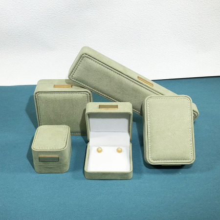 Boîtes à bijoux rectangulaires en tissu, simples et élégantes, de couleur unie, au style rétro 2
