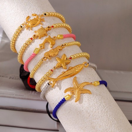 Bracelets tressés pour femmes, style océanique, perles couleur cuivre et or, collection romantique 2