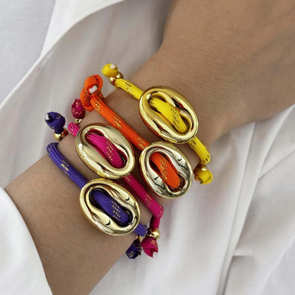 Bracelets À Breloques Pour Femmes, Collection Romantique, Forme Simple Et Irrégulière, Corde Tressée Couleur Or Image3