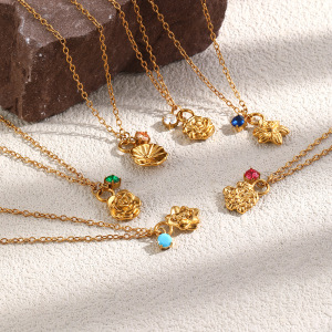 Colliers Pendentifs Pour Femmes En Acier Inoxydable, Couleur Or, Motif Fleur Douce, Année De Naissance 12 Mois h5 Image3