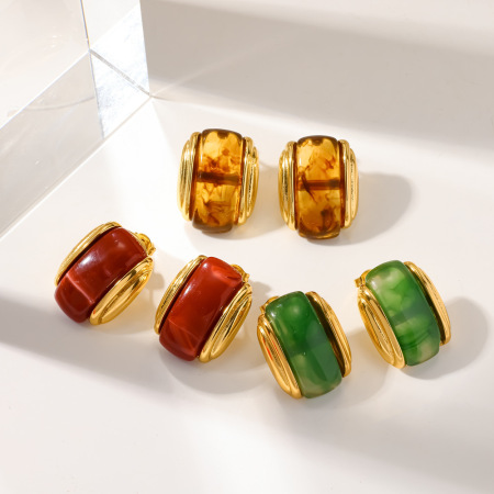 Boucles d'oreilles puces pour femmes, style rétro, en acier inoxydable, étanches, couleur or, collection Simple Series 2
