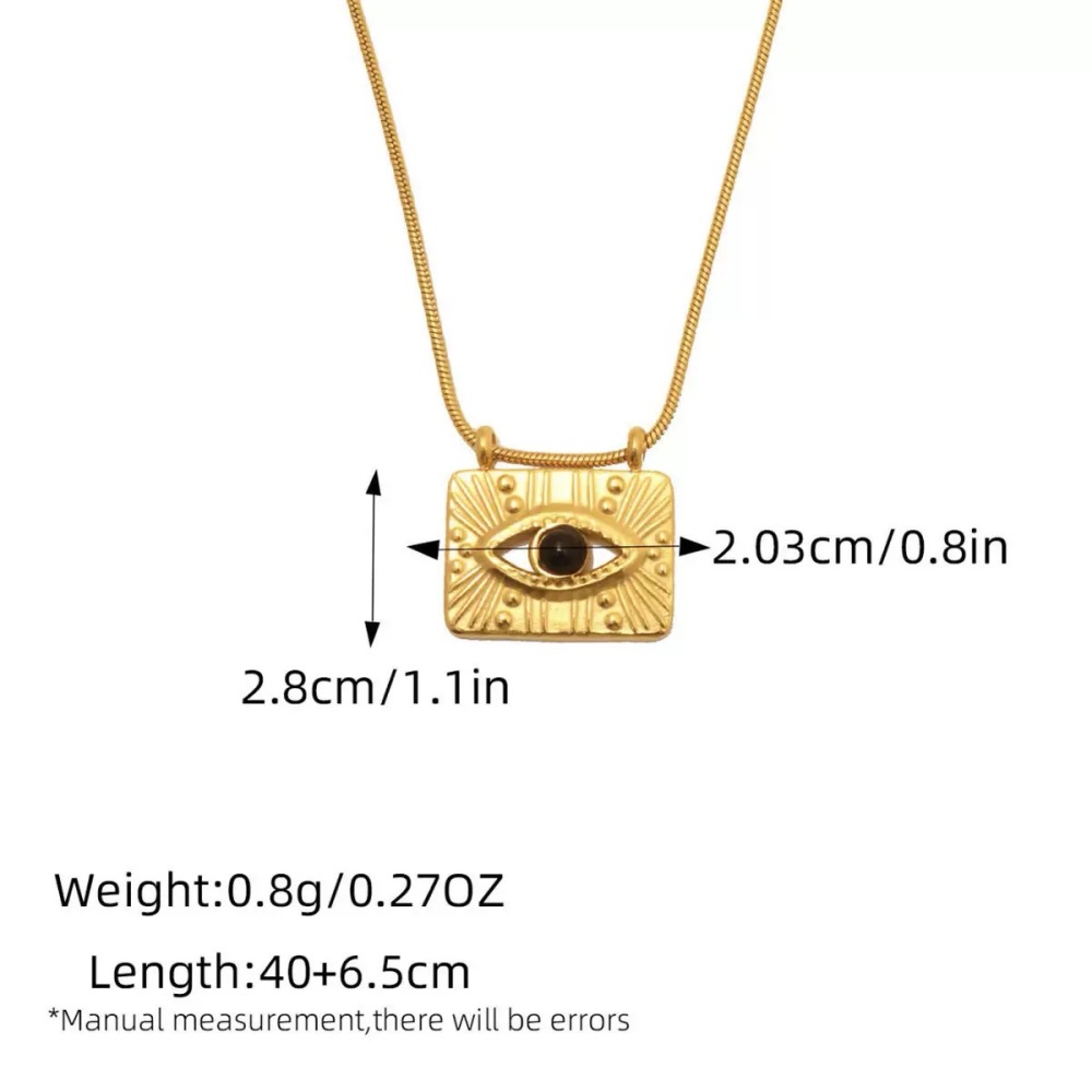 Collier Pendentif Œil De Diable Quotidien Simple Series En Acier Inoxydable Étanche Couleur Or Pour Femme