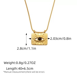 Collier Pendentif Œil De Diable Quotidien Simple Series En Acier Inoxydable Étanche Couleur Or Pour Femme h5