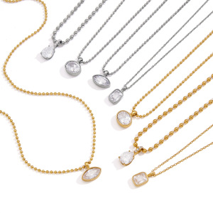 Colliers Pendentifs Pour Femmes En Acier Inoxydable, Forme Géométrique Simple, Étanches, Avec Zircon h5 Image6