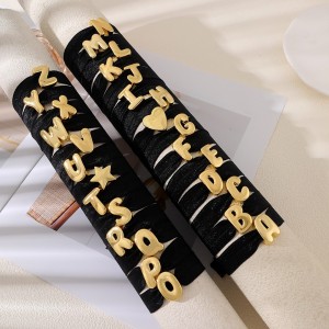 Bracelets Tressés Pour Femmes Simple Series Daily Letter Couleur Cuivre Doré h5 Image2