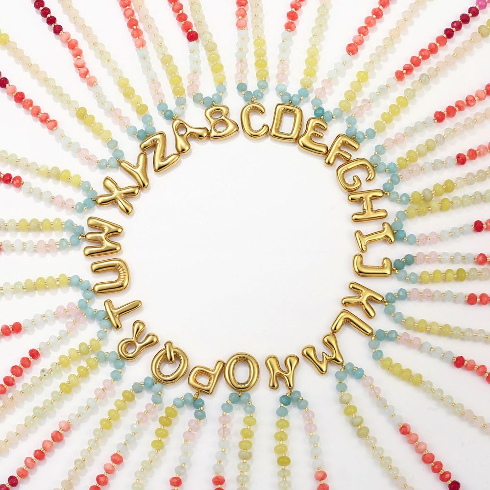 Colliers De Perles Pour Femmes Avec Lettres Douces Et Pierres Naturelles Image3