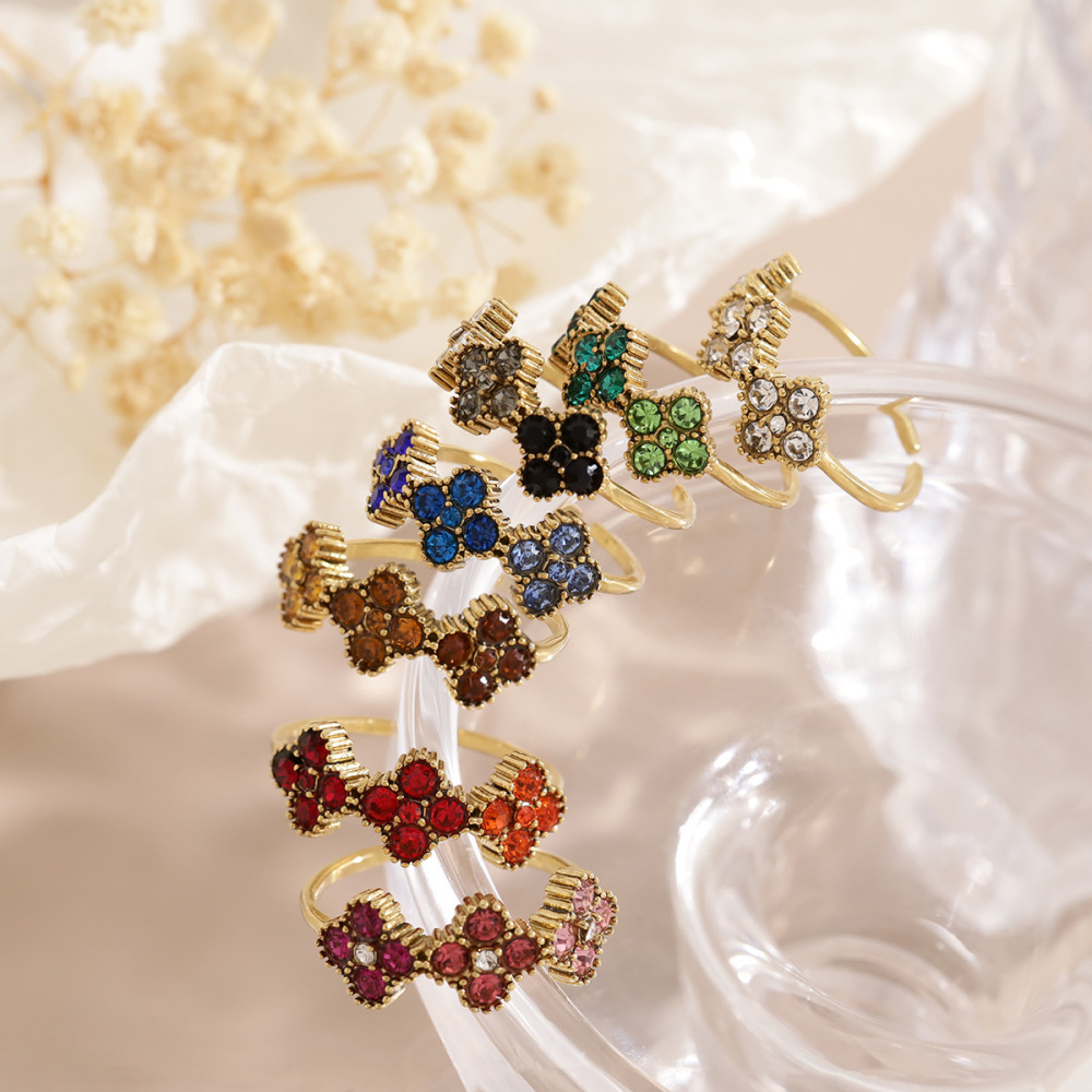 Bagues Pour Femmes En Acier Inoxydable Doré, Ornées De Zircon Et Serties De Pierres Précieuses, Collection Romantique Sweet Flower Image2