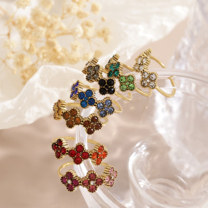 Bagues Pour Femmes En Acier Inoxydable Doré, Ornées De Zircon Et Serties De Pierres Précieuses, Collection Romantique Sweet Flower h5 Image2