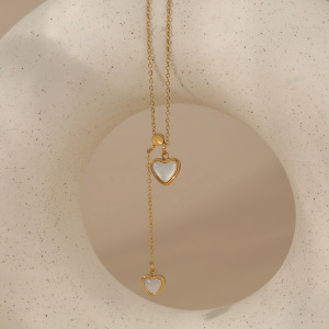Colliers Pendentifs Pour Femmes En Forme De Cœur, En Acier Inoxydable Étanche, Couleur Or, Collection Simple Series h5 Image2