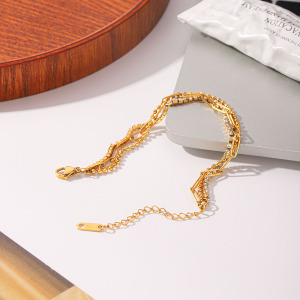 Bracelet Chaîne Pour Femme Simple Series Daily Chain En Acier Inoxydable Étanche Couleur Or Avec Zircon h5 Image7