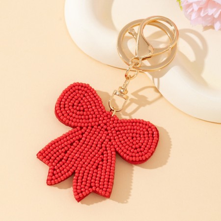 Porte-clés romantique en alliage tissé avec perles et nœud papillon, orné d'un nœud papillon doux et coloré. 2